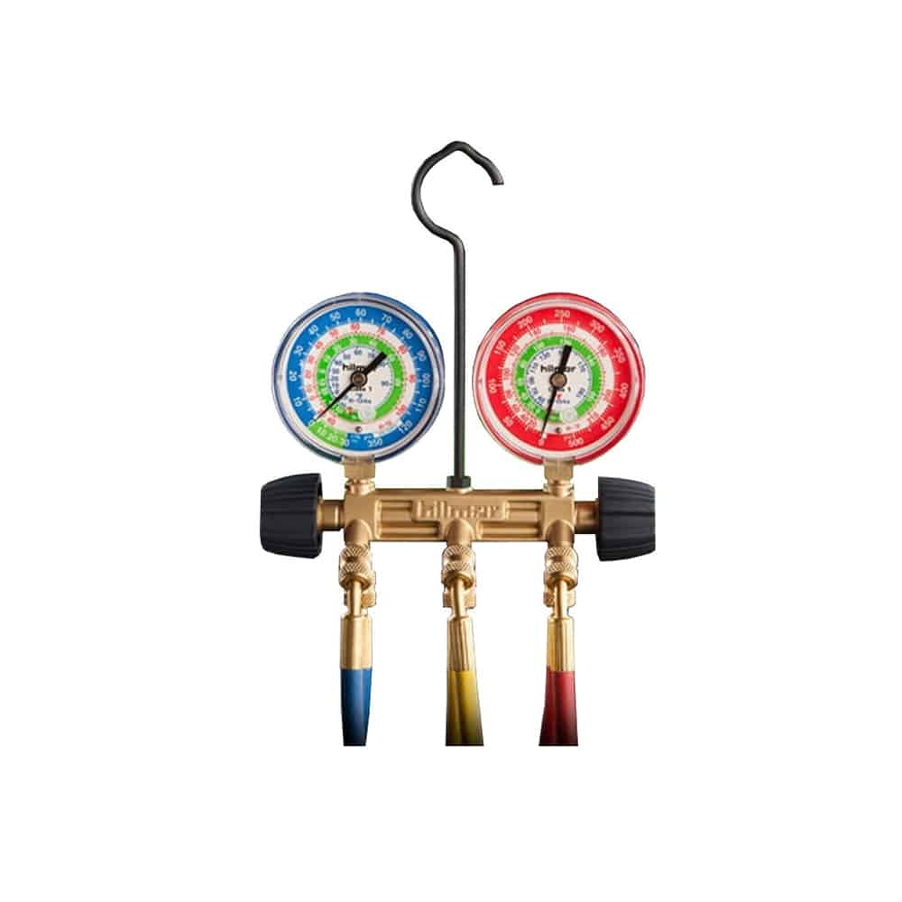 Hilmor HIL-1839114 2-Valve Basic Manifold R410A with 60 in. Refrigeration Hoses